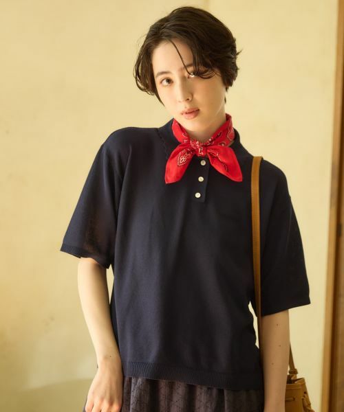 CARA O CRUZ / キャラ・オ・クルス ポロシャツ | スカラップ襟ニットポロシャツ | 詳細3