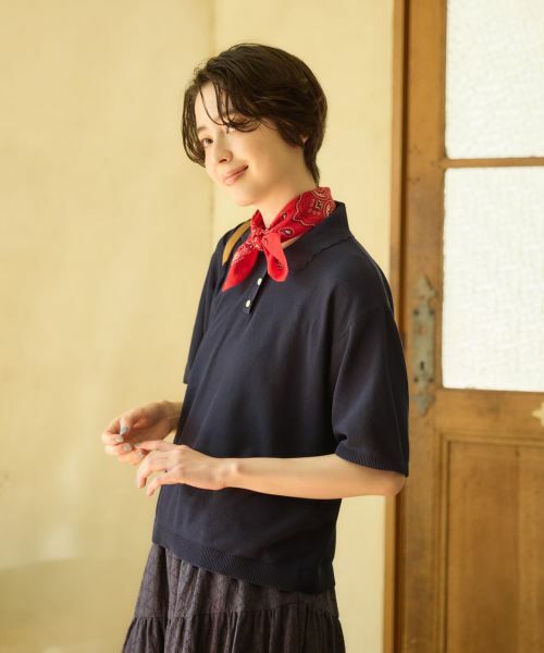 CARA O CRUZ / キャラ・オ・クルス ポロシャツ | スカラップ襟ニットポロシャツ | 詳細4