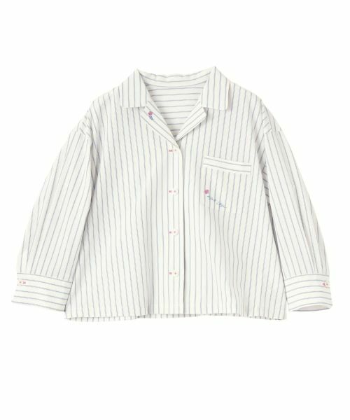 CARA O CRUZ / キャラ・オ・クルス シャツ・ブラウス | ストライプオープンカラーシャツ（アイボリー）