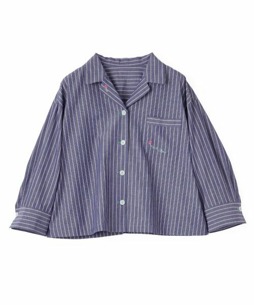 CARA O CRUZ / キャラ・オ・クルス シャツ・ブラウス | ストライプオープンカラーシャツ（ネイビー系）