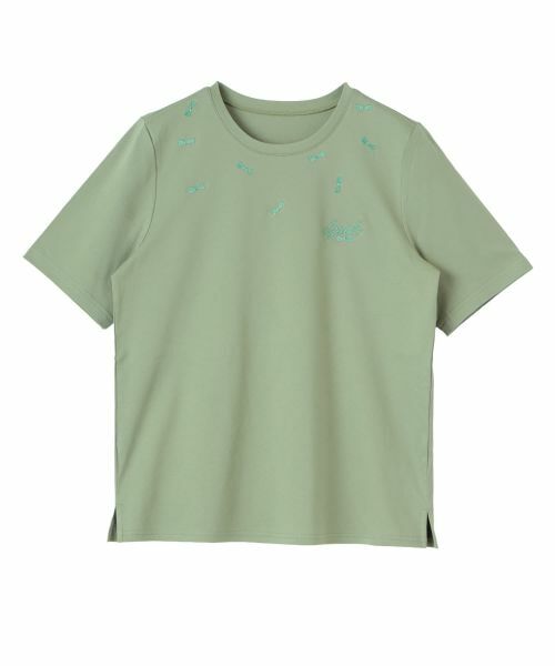 CARA O CRUZ / キャラ・オ・クルス Tシャツ | 刺繍クルーネックカットソー【CoC by CARA O CRUZ】（グリーン）