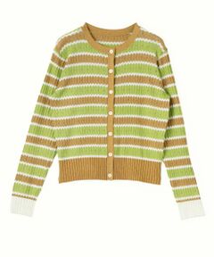 CARA O CRUZ / キャラ・オ・クルス カーディガン・ボレロ | パンチング柄ボーダーカーディガン【CoC by CARA O CRUZ】