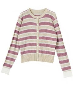 CARA O CRUZ / キャラ・オ・クルス カーディガン・ボレロ | パンチング柄ボーダーカーディガン【CoC by CARA O CRUZ】