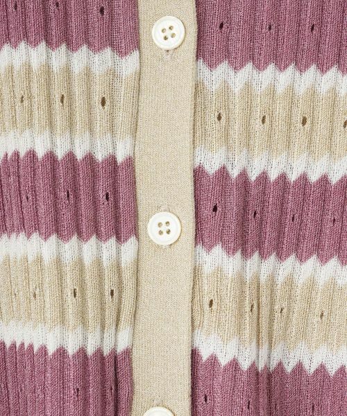 CARA O CRUZ / キャラ・オ・クルス カーディガン・ボレロ | パンチング柄ボーダーカーディガン【CoC by CARA O CRUZ】 | 詳細1