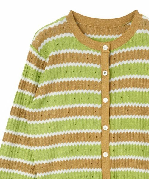 CARA O CRUZ / キャラ・オ・クルス カーディガン・ボレロ | パンチング柄ボーダーカーディガン【CoC by CARA O CRUZ】 | 詳細3