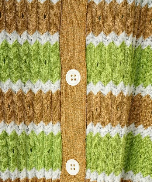 CARA O CRUZ / キャラ・オ・クルス カーディガン・ボレロ | パンチング柄ボーダーカーディガン【CoC by CARA O CRUZ】 | 詳細4