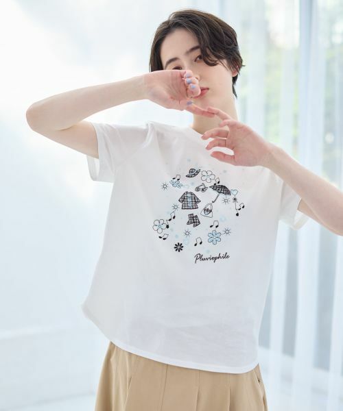 CARA O CRUZ / キャラ・オ・クルス カットソー | 接触冷感 洗える レインモチーフTシャツ（アイボリー）