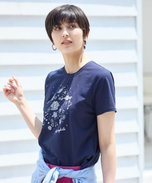 CARA O CRUZ / キャラ・オ・クルス カットソー | 【接触冷感】レインモチーフTシャツ | 詳細4