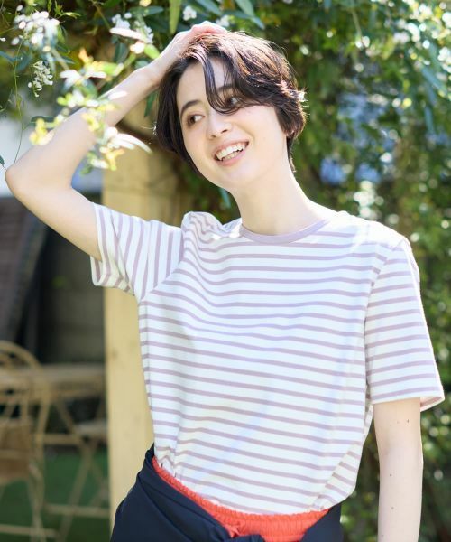 CARA O CRUZ / キャラ・オ・クルス Tシャツ | 接触冷感 洗える ボーダーTシャツ【CoC by CARA O CRUZ】 | 詳細1