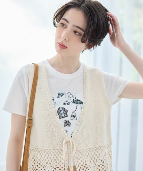 CARA O CRUZ / キャラ・オ・クルス その他小物 | 透かし編みニットジレ | 詳細7