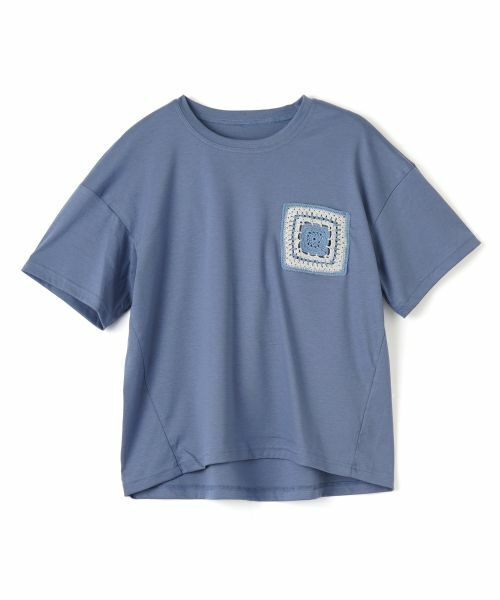 CARA O CRUZ / キャラ・オ・クルス Tシャツ | 【接触冷感】グラニースクエア風Tシャツ【CoC by CARA O CRUZ】(ブルー系)