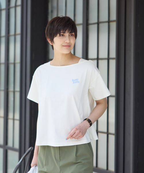 CARA O CRUZ / キャラ・オ・クルス Tシャツ | 【UVケア 吸水速乾 洗える】 胸刺繍Tシャツ（アイボリー）