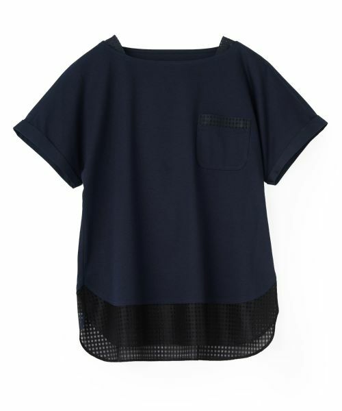 CARA O CRUZ / キャラ・オ・クルス Tシャツ | メッシュ切替ワンポケットカットソー【CoC by CARA O CRUZ】（ネイビー）