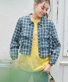 洗える チェックのティアードシャツ