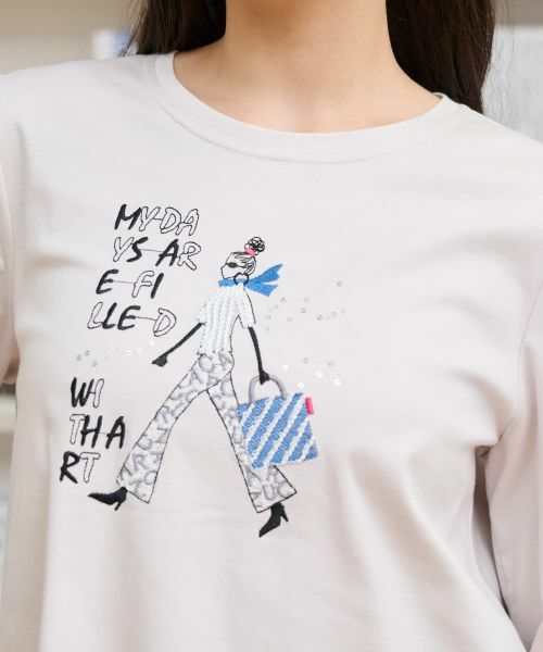 CARA O CRUZ / キャラ・オ・クルス カットソー | 【接触冷感】ガールモチーフTシャツ | 詳細14