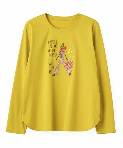 CARA O CRUZ / キャラ・オ・クルス カットソー | 【接触冷感】ガールモチーフTシャツ（マスタード）