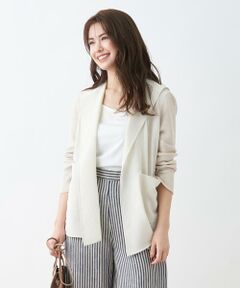 ＊＊CARA O CRUZ__ / キャラ・オ・クルス カーディガン・ボレロ | 異素材MIXフーデットカーディガン