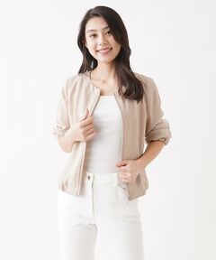 ＊＊CARA O CRUZ__ / キャラ・オ・クルス ノーカラージャケット | ノーカラージップアップジャケット