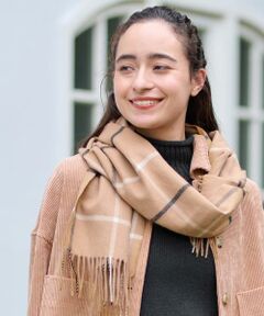 カシミヤのチェックマフラー