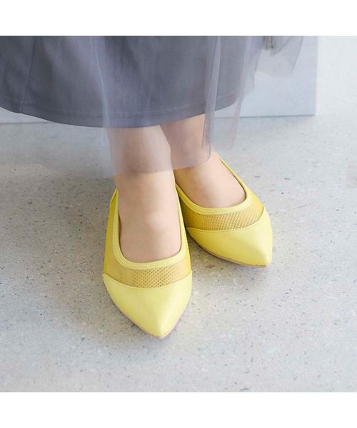 carino/カリーノ 【レイン対応】メッシュポインテッドトゥパンプス イエロー 235 carino/カリーノ 【レイン対応】メッシュポインテッドトゥパンプス イエロー 235