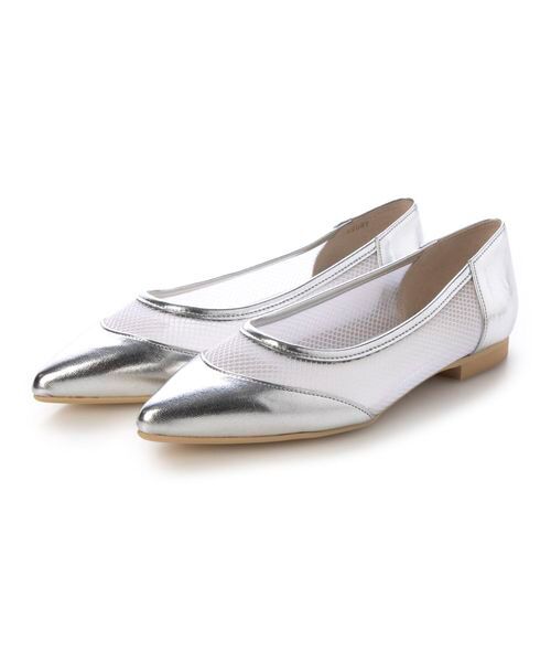 carino/カリーノ 【レイン対応】メッシュポインテッドトゥパンプス シルバー 230 carino/カリーノ 【レイン対応】メッシュポインテッドトゥパンプス シルバー 230