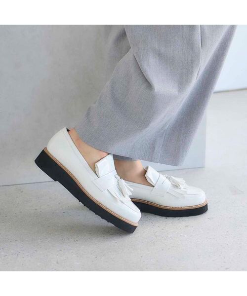 carino/カリーノ 【レイン対応】【2WAY】厚底タッセルローファー ホワイト 225 carino/カリーノ 【レイン対応】【2WAY】厚底タッセルローファー ホワイト 225