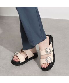 carino / カリーノ サンダル | 厚底ビジューバックルサンダル