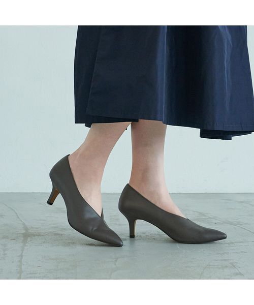 carino / カリーノ パンプス | カバードポインテッドトゥパンプス(ダークグレー)