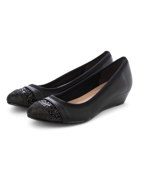 carino/カリーノ ポインテッドトゥウエッジヒールパンプス ブラックコンビ 245 carino/カリーノ ポインテッドトゥウエッジヒールパンプス ブラックコンビ 245