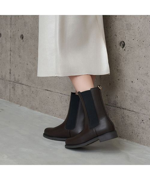 carino/カリーノ 【レイン対応】サイドゴアショートブーツ ダークブラウン S(22.5) carino/カリーノ 【レイン対応】サイドゴアショートブーツ ダークブラウン S(22.5)