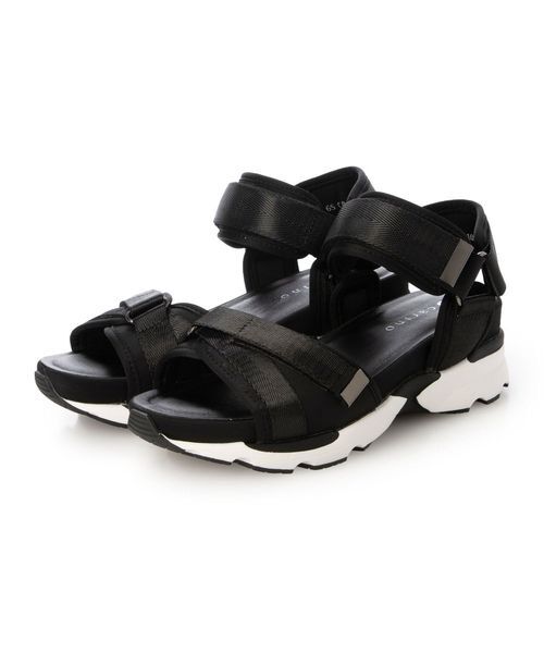 carino / カリーノ サンダル | 厚底クロスベルトスポーツサンダル（ブラック）