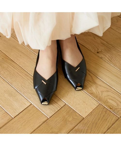carino / カリーノ フラットシューズ | オープントゥパンプス（ブラック）