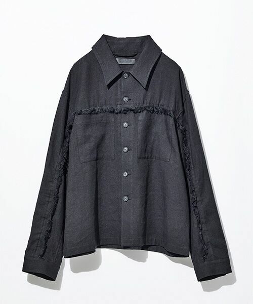 CS case study/CSケーススタディ LINEN FRINGE JACKET Black M CS case study/CSケーススタディ LINEN FRINGE JACKET Black M