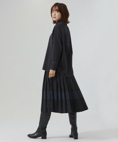 CAST: / キャスト コロン ロング・マキシ丈スカート | 【NAVY】異素材コンビプリーツスカート | 詳細2
