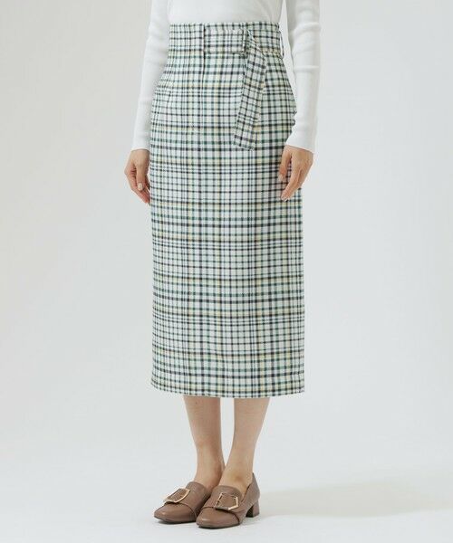 CAST: / キャスト コロン ロング・マキシ丈スカート | 【洗える】ブロックチェックプリントツイードスカート | 詳細3