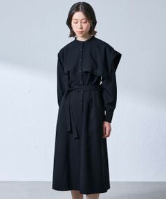 【NAVY】【1枚着でも羽織りでも】ラインデザインワンピース