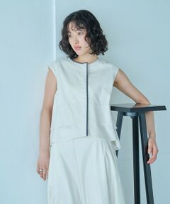 CAST: / キャスト コロン シャツ・ブラウス | 【接触冷感/UV対策/セットアップ対応】トリミングレイヤードトップス