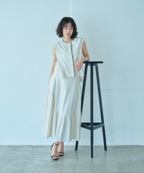 CAST: / キャスト コロン シャツ・ブラウス | 【接触冷感/UV対策/セットアップ対応】トリミングレイヤードトップス | 詳細1