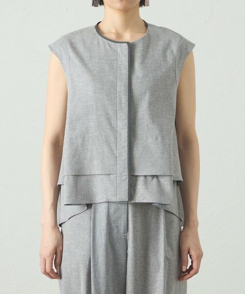 CAST: / キャスト コロン シャツ・ブラウス | 【接触冷感/UV対策/セットアップ対応】トリミングレイヤードトップス | 詳細7