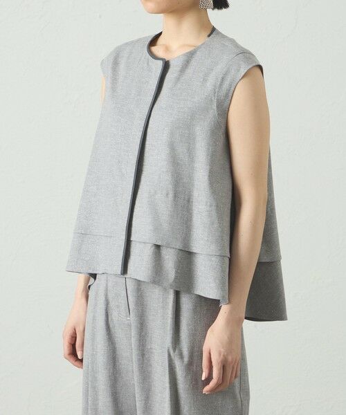 CAST: / キャスト コロン シャツ・ブラウス | 【接触冷感/UV対策/セットアップ対応】トリミングレイヤードトップス | 詳細8