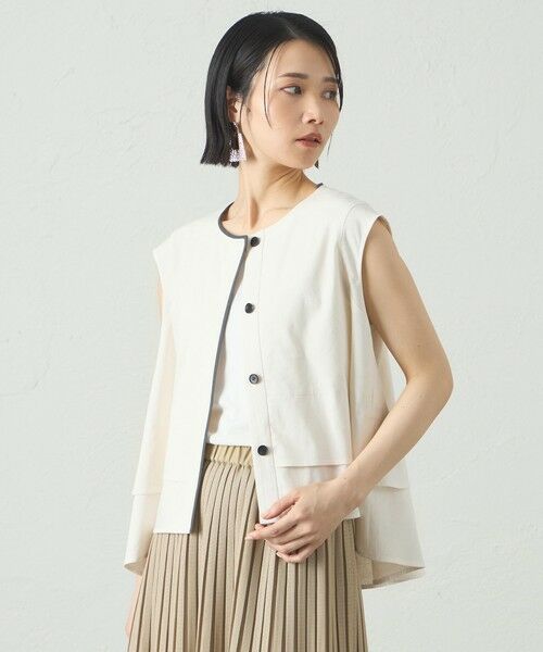 CAST: / キャスト コロン シャツ・ブラウス | 【接触冷感/UV対策/セットアップ対応】トリミングレイヤードトップス | 詳細14