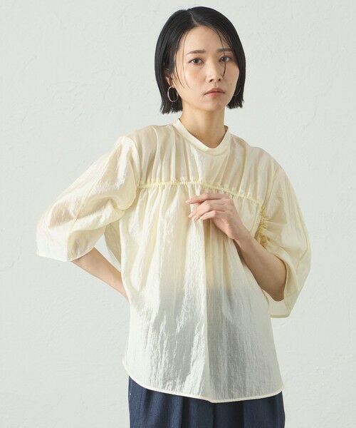 CAST: / キャスト コロン シャツ・ブラウス | 【1枚で着映える】ギャザーブラウス(オフホワイト)
