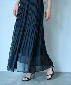 CAST: / キャスト コロン ロング・マキシ丈スカート | 【着回し抜群/セットアップ対応】メッシュカラミプリーツスカート