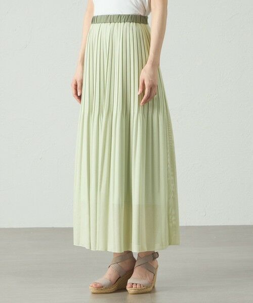 CAST: / キャスト コロン ロング・マキシ丈スカート | 【着回し抜群/セットアップ対応】メッシュカラミプリーツスカート | 詳細9