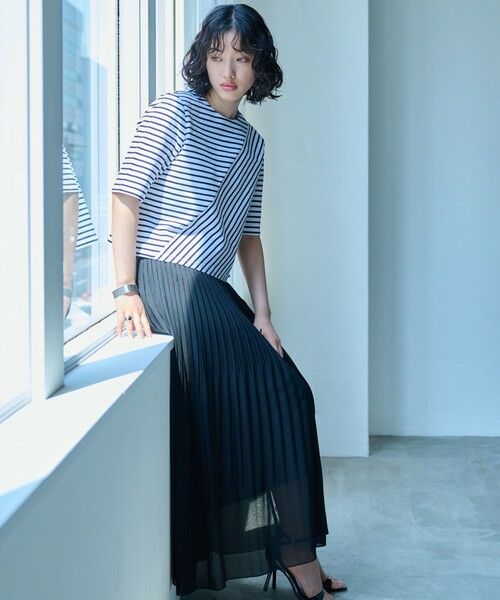 CAST: / キャスト コロン ロング・マキシ丈スカート | 【着回し抜群/セットアップ対応】メッシュカラミプリーツスカート | 詳細2