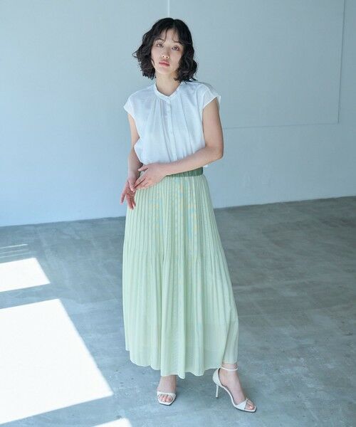 CAST: / キャスト コロン ロング・マキシ丈スカート | 【着回し抜群/セットアップ対応】メッシュカラミプリーツスカート | 詳細3