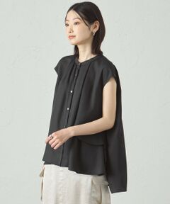 CAST: / キャスト コロン シャツ・ブラウス | 【吸水速乾/UV対策/セットアップ対応】アシンメトリーレイヤードサテンブラウス