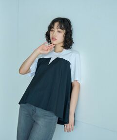 CAST: / キャスト コロン カットソー | 【1枚で着映える】異素材コンビカットソー