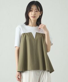 CAST: / キャスト コロン カットソー | 【1枚で着映える】異素材コンビカットソー