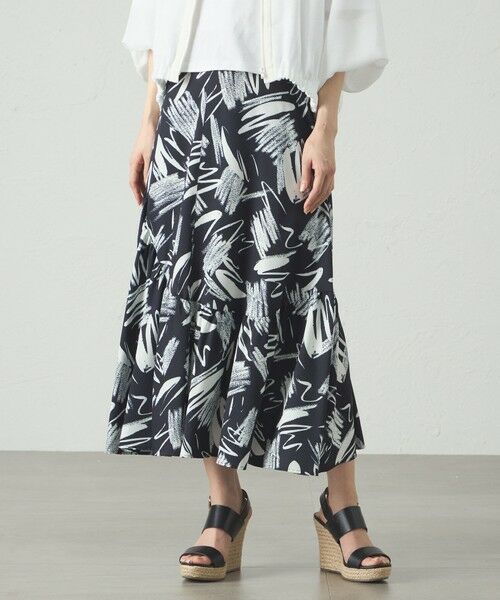 CAST: / キャスト コロン ロング・マキシ丈スカート | 【1枚で着映える】ペイントプリントギャザースカート | 詳細9